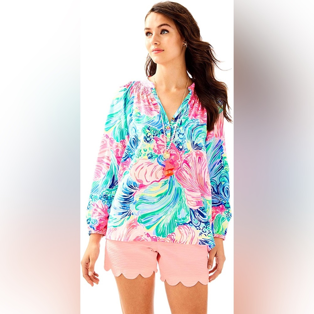 Lilly Pulitzer Silk Elsa, Beach Please Small EUC